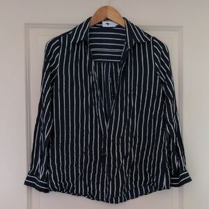 Chic Striped Button-Up Blouse